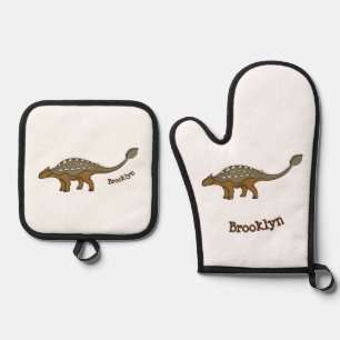 Set De Manoplas Ilustración de Ankylosaurus dinosaurio blindado