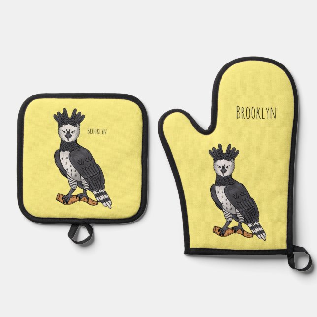 Set De Manoplas Ilustracion de Harpy Eagle personalizado (Anverso)