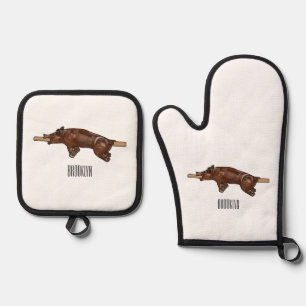 Set De Manoplas Ilustracion de personalizado asado de cerdo / cerd