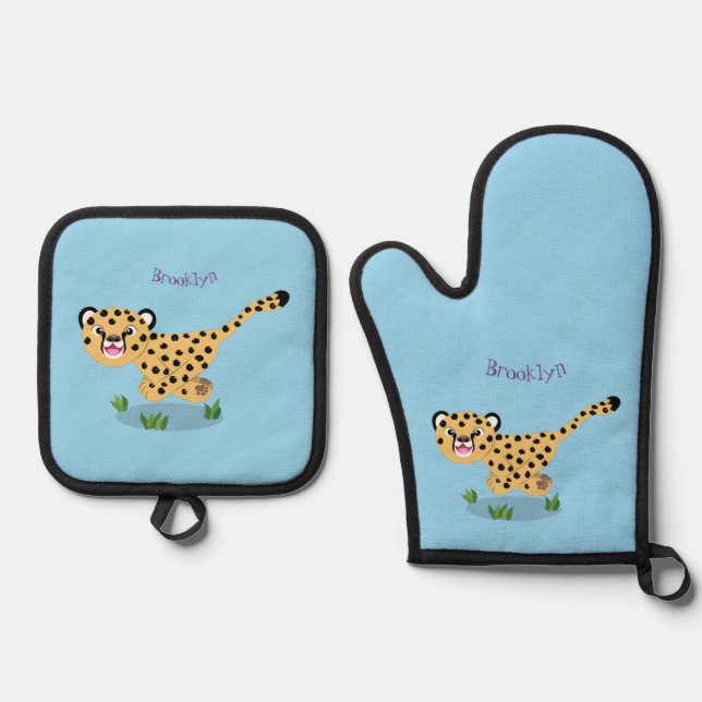 Set De Manoplas Ilustracion de personalizado con queso lindo (Anverso)