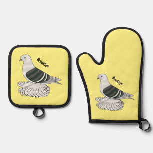 Set De Manoplas Ilustracion de personalizado de ave de pichón Escu