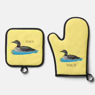 Set De Manoplas Ilustracion de personalizado de aves de Loon