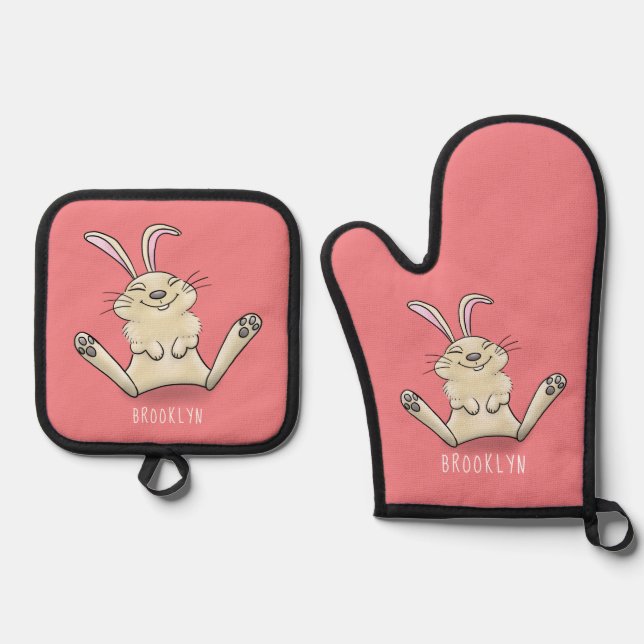 Set De Manoplas Ilustracion de personalizado de conejo de conejo d (Anverso)