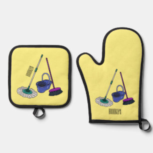 Set De Manoplas Ilustracion de personalizado de escobas y mopas