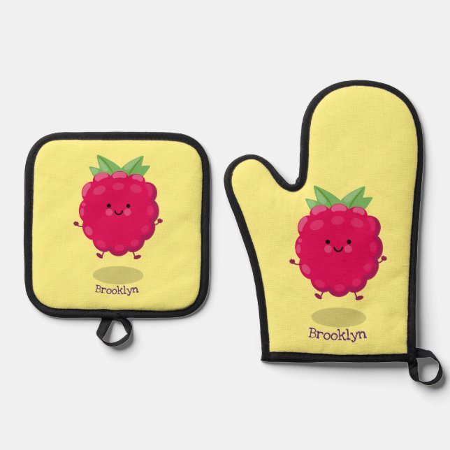 Set De Manoplas Ilustracion de personalizado de frambuesa alegre (Anverso)