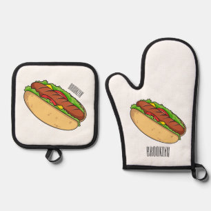 Set De Manoplas Ilustracion de personalizado de hot dog