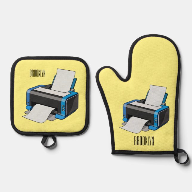 Set De Manoplas Ilustracion de personalizado de impresora (Anverso)