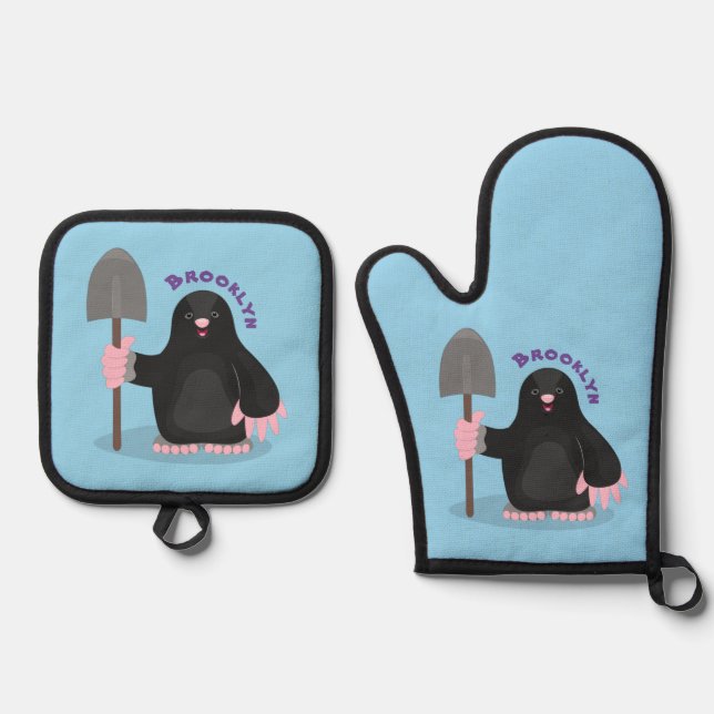 Set De Manoplas Ilustracion de personalizado de lunar feliz (Anverso)