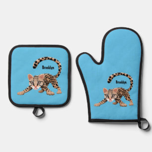 Set De Manoplas Ilustracion de personalizado de ocelot de Cute