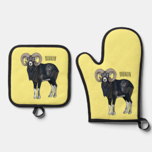 Set De Manoplas Ilustracion de personalizado de ovino Mouflon