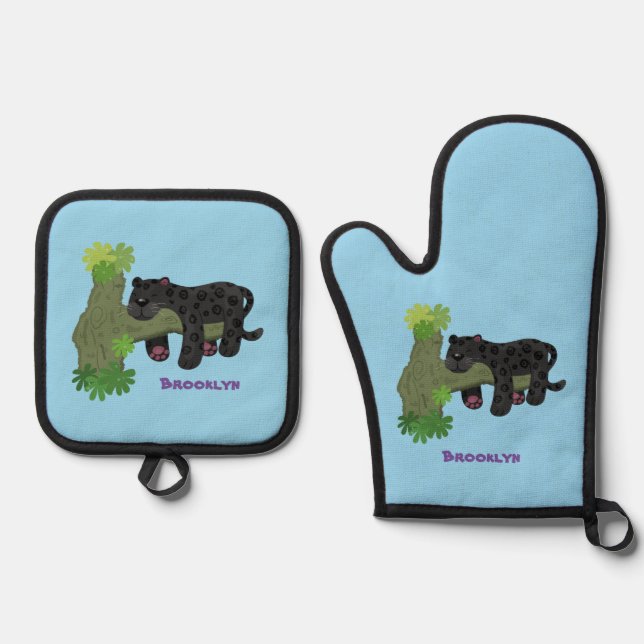 Set De Manoplas Ilustracion de personalizado de pantera negra de j (Anverso)