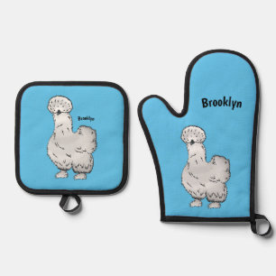 Set De Manoplas Ilustracion de personalizado de pollo de Silkie