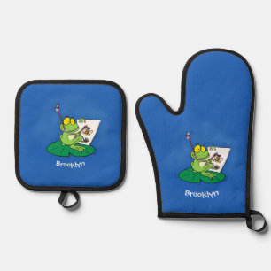 Set De Manoplas Ilustracion de personalizado de rana verde lindo