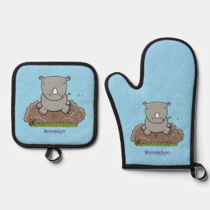 Set De Manoplas Ilustracion de personalizado de rinocerontes