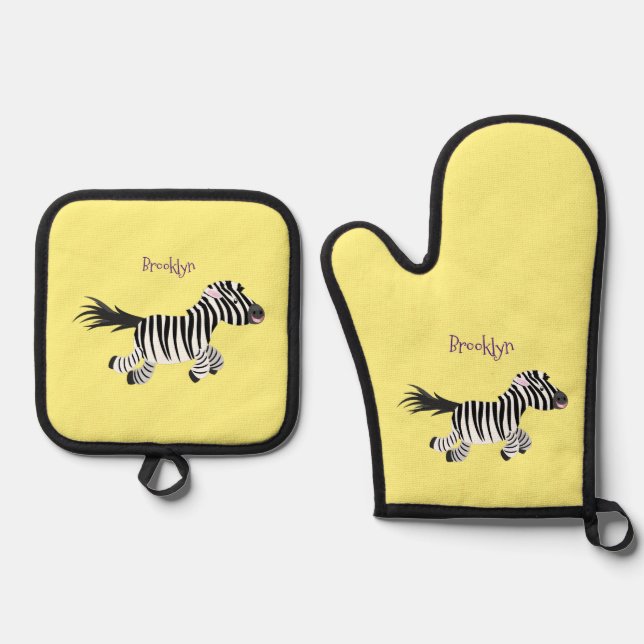 Set De Manoplas Ilustracion de personalizado de zebra graciosa (Anverso)