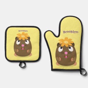 Set De Manoplas Ilustracion de personalizado feliz de conejillo de