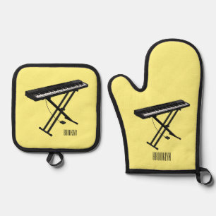 Set De Manoplas Ilustracion de piano personalizado de teclado
