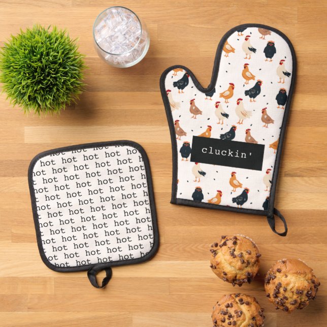 Set De Manoplas Ilustracion de Regalo de Pollo Caliente Gracioso (De arriba hacia abajo)