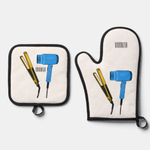 Set De Manoplas Ilustración de secador de pelo y plancha de pelo