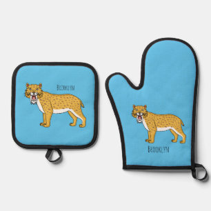 Set De Manoplas Ilustracion de tigre con dientes de saber