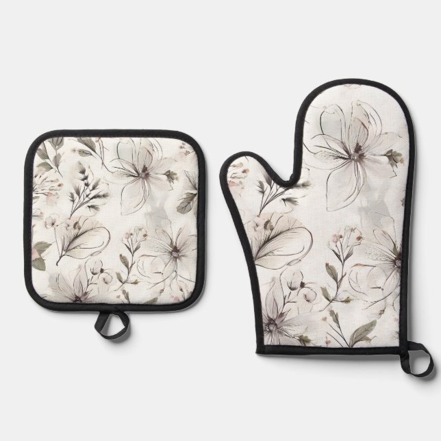 Set De Manoplas Ilustracion floral (Anverso)