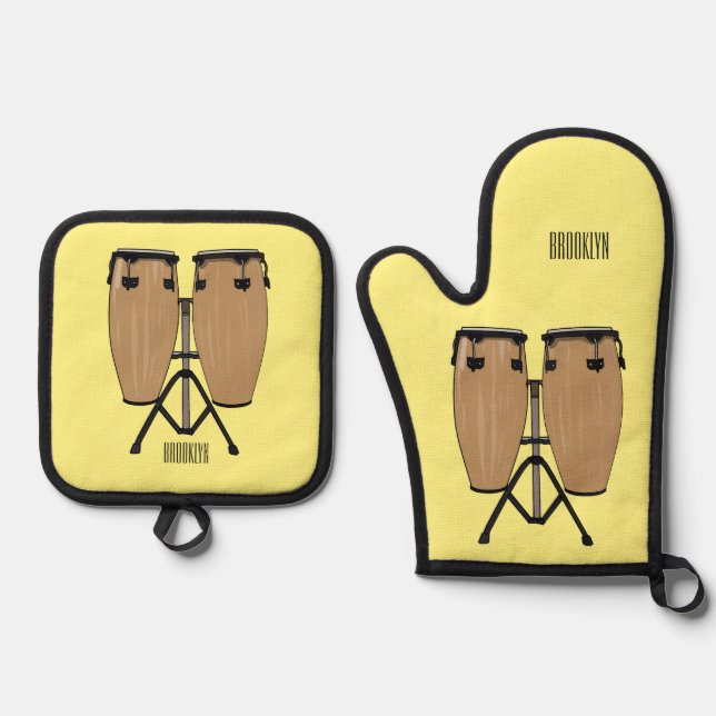 Set De Manoplas Ilustracion personalizado Bongo drum (Anverso)