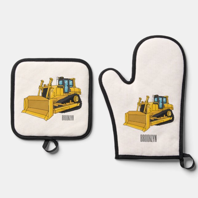 Set De Manoplas Ilustracion personalizado Bulldozer (Anverso)