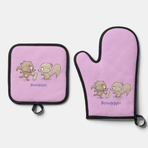 Set De Manoplas Ilustracion personalizado de ardillas graciosas
