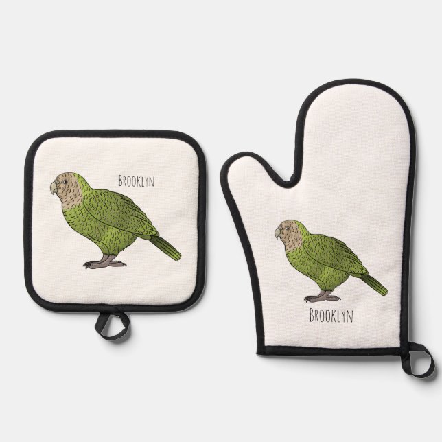 Set De Manoplas Ilustracion personalizado de aves Kakapo (Anverso)