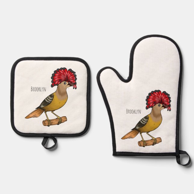 Set De Manoplas Ilustracion personalizado de aves Royal flycatcher (Anverso)