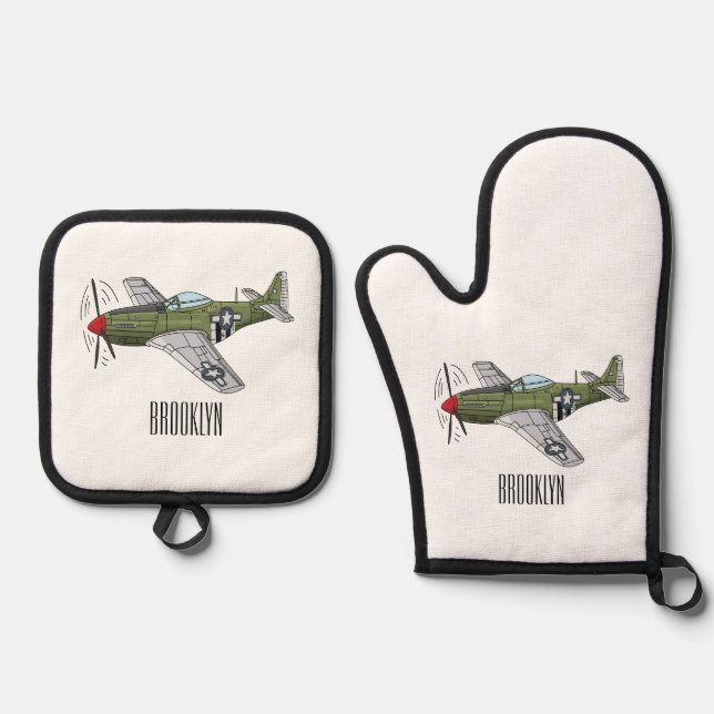 Set De Manoplas Ilustracion personalizado de avión militar (Anverso)