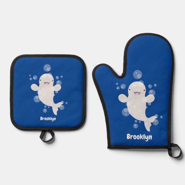 Set De Manoplas Ilustracion personalizado de ballenas de la beluga (Anverso)
