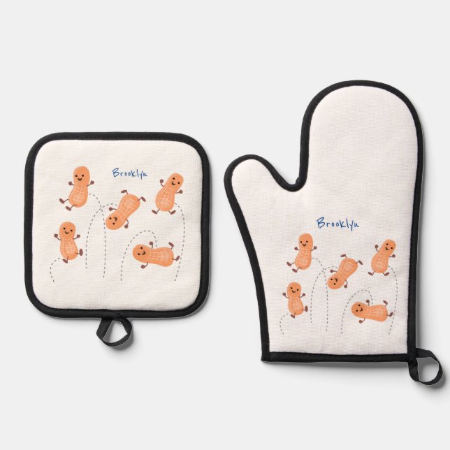 Set De Manoplas Ilustracion personalizado de cacahuetes de puenteo (Anverso)