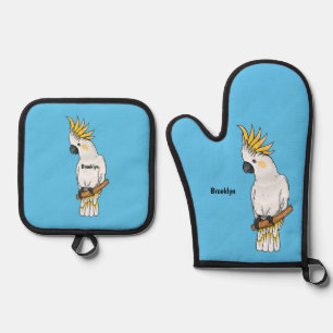 Set De Manoplas Ilustracion personalizado de cacatúa con crema de
