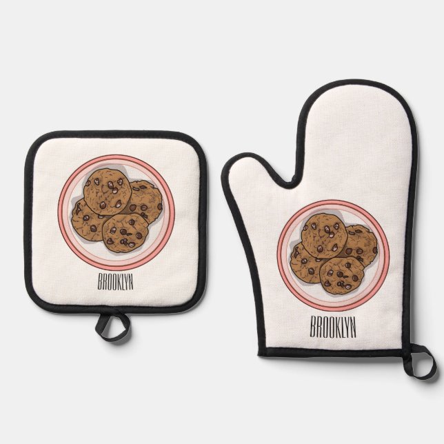 Set De Manoplas Ilustracion personalizado de galletas de chocolate (Anverso)