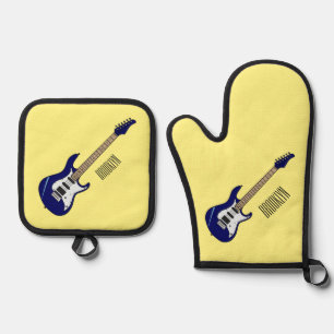 Set De Manoplas Ilustracion personalizado de guitarra eléctrica