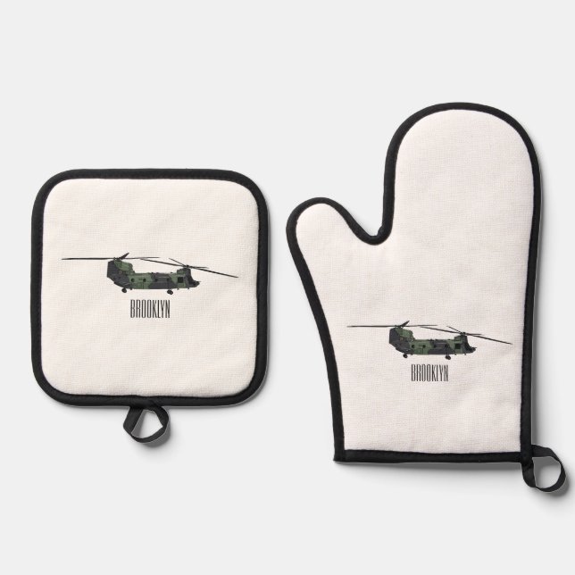 Set De Manoplas Ilustracion personalizado de helicóptero del ejérc (Anverso)