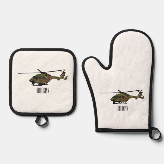 Set De Manoplas Ilustracion personalizado de helicópteros del ejér (Anverso)