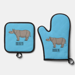 Set De Manoplas Ilustracion personalizado de Javan rhinoceros