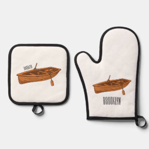 Set De Manoplas Ilustracion personalizado de lancha dorada