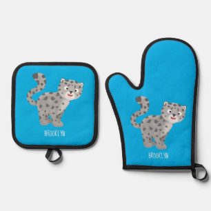 Set De Manoplas Ilustracion personalizado de leopardo de las nieve