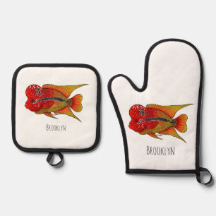 Set De Manoplas Ilustracion personalizado de peces cíclicos de cue