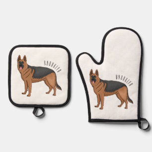 Set De Manoplas Ilustracion personalizado de perro pastor alemán