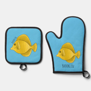Set De Manoplas Ilustracion personalizado de pescado tango amarill