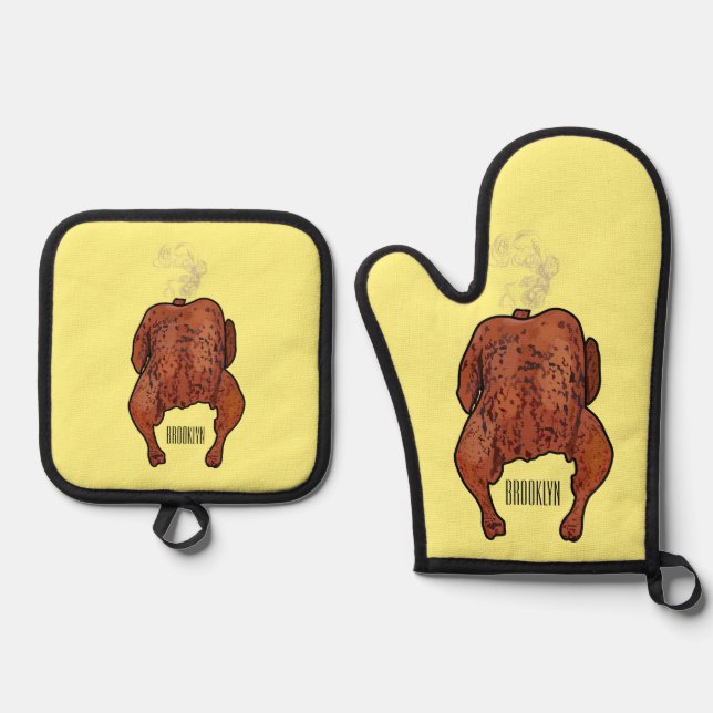 Set De Manoplas Ilustracion personalizado de pollo asado (Anverso)