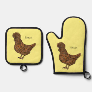 Set De Manoplas Ilustracion personalizado de pollo polaco Chamois