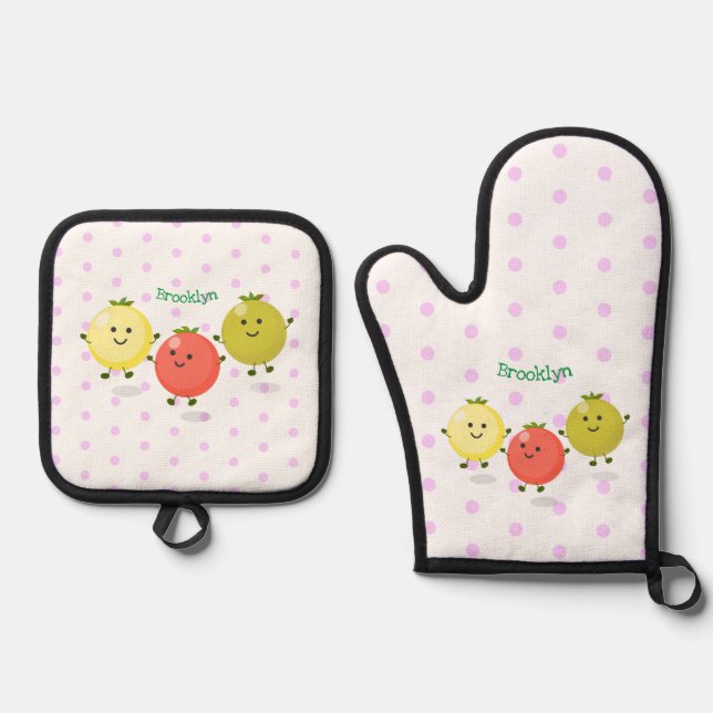 Set De Manoplas Ilustracion personalizado de tomates de cerezo (Anverso)