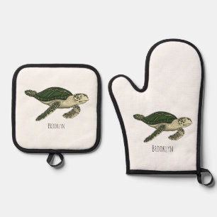Set De Manoplas Ilustracion personalizado de tortugas marinas