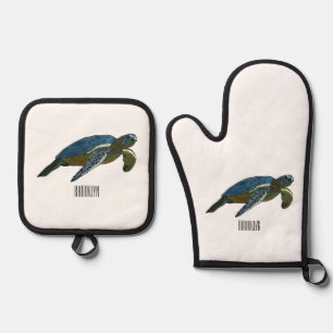 Set De Manoplas Ilustracion personalizado de tortugas marinas