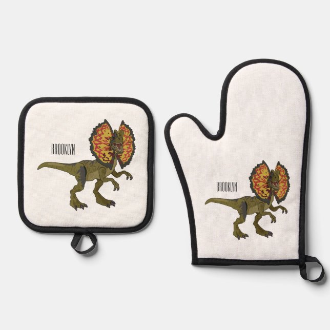 Set De Manoplas Ilustracion personalizado Dilophosaurus (Anverso)